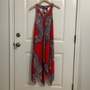 S.L.Fashion-Red multi color pattern Missy dress